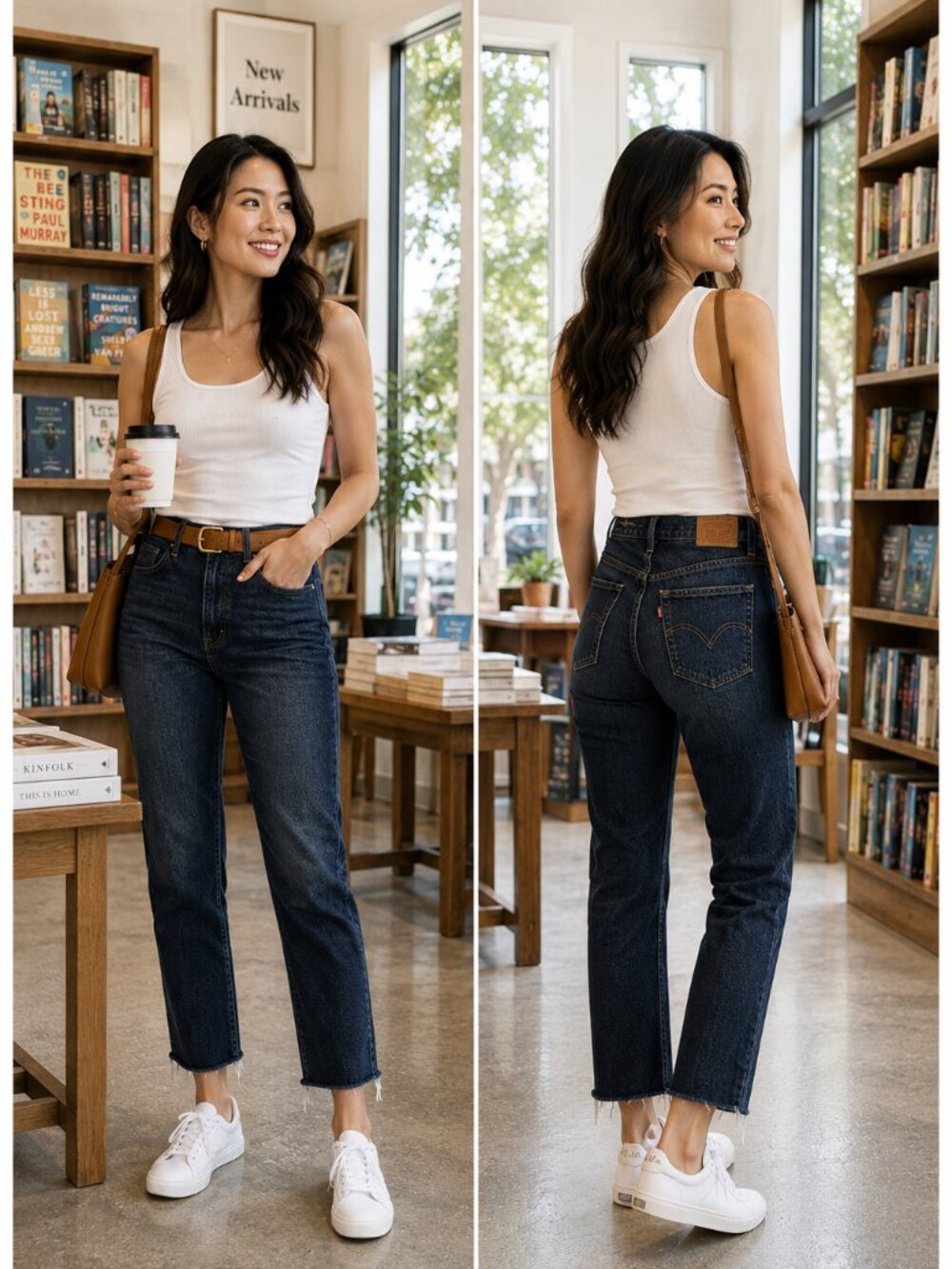 Levi's Premium Wedgie Straight Jeans Dark Wash Raw Hem Women's 26